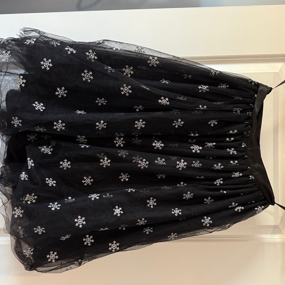 Hell Bunny Black Skirt with White Floral Pattern